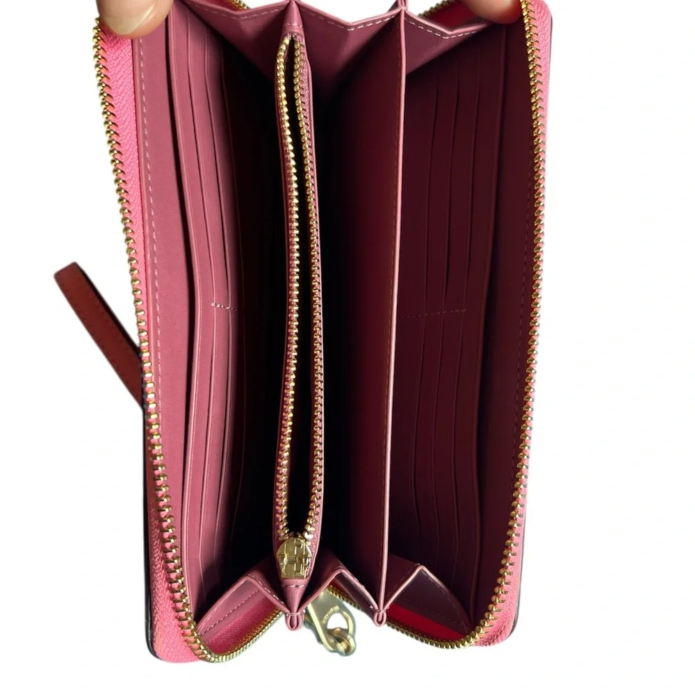 Coach Pink Wristlet Zip Around Wallet - Picture 4 of 7